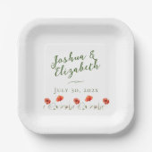 Moderne minimalistische papaver bruiloft papieren bordje (Voorkant)