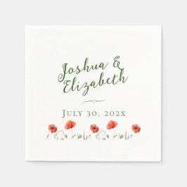 Moderne minimalistische papaver bruiloft servet