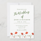 Moderne minimalistische papavers bruiloft uitnodig kaart (Voorkant)