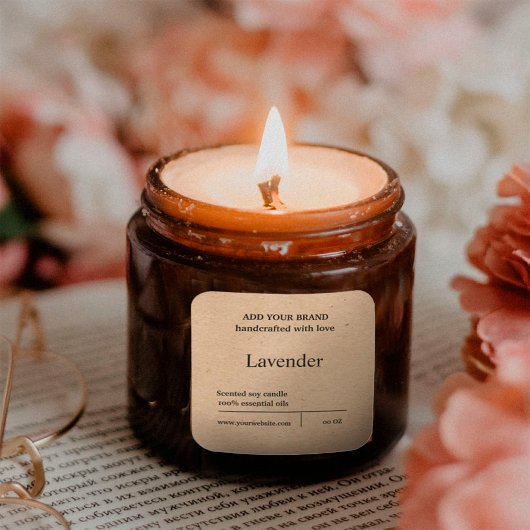 Moderne, minimalistische papieren kaarsenlabel vierkante sticker