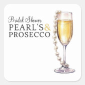 Moderne minimalistische parels en prosecco vrijgez vierkante sticker (Voorkant)