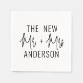 Moderne, minimalistische Pas getrouwd Mr. Wedding Servet (Voorkant)