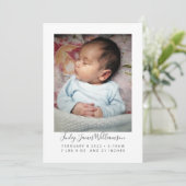 Moderne, minimalistische pasgeboren foto geboorte  aankondiging (Staand voorkant)