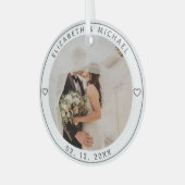 Moderne minimalistische Passen getrouwd Paars Wedd Glas Ornament (Voorkant links)