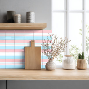 Moderne Minimalistische Pastel Roze Blauwe Lijnen Tegeltje