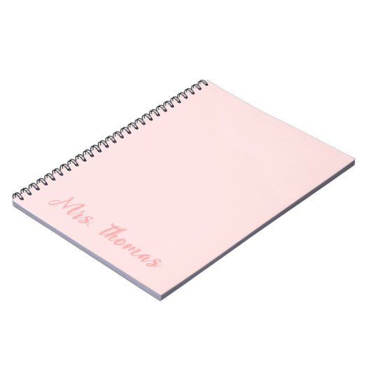 Moderne minimalistische pastel roze leraar waarder notitieboek (Linkerzijde)