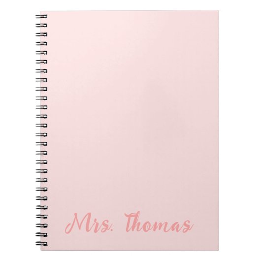 Moderne minimalistische pastel roze leraar waarder notitieboek (Voorkant)