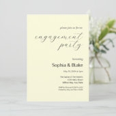 Moderne minimalistische pastelgele verlovingsfeest kaart (Staand voorkant)