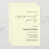 Moderne minimalistische pastelgele verlovingsfeest kaart (Voorkant / Achterkant)