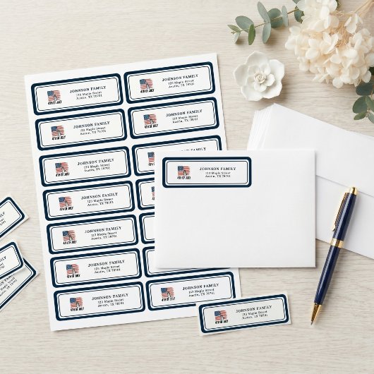 Moderne Minimalistische Patriottische Vierde Juli Etiket