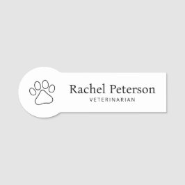 Moderne Minimalistische Paw Print Veterinair Naamplaatje