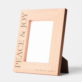 Moderne minimalistische Peace & Joy kerstlaser Gegraveerde Lijstjes