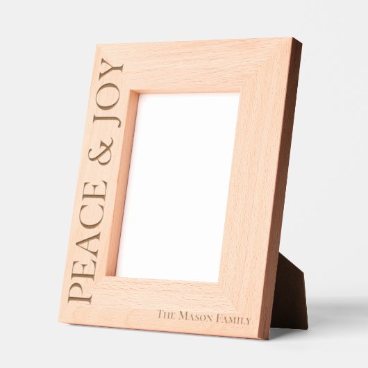 Moderne minimalistische Peace & Joy kerstlaser Gegraveerde Lijstjes (Links)