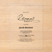 Moderne minimalistische pensioenpartij acryl uitnodigingen (Voorkant)