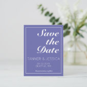 Moderne minimalistische periwinkle & White Save th Save The Date (Staand voorkant)