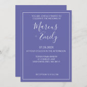 Moderne minimalistische periwinkle & White Wedding Kaart (Voorkant / Achterkant)