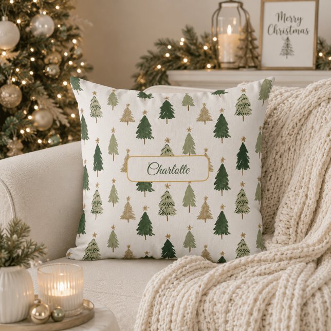 Moderne Minimalistische Persoonlijke Kerstkussen Kussen (Creator heeft geüpload)