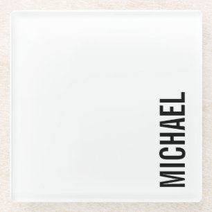 Moderne minimalistische persoonlijke naam glazen onderzetter