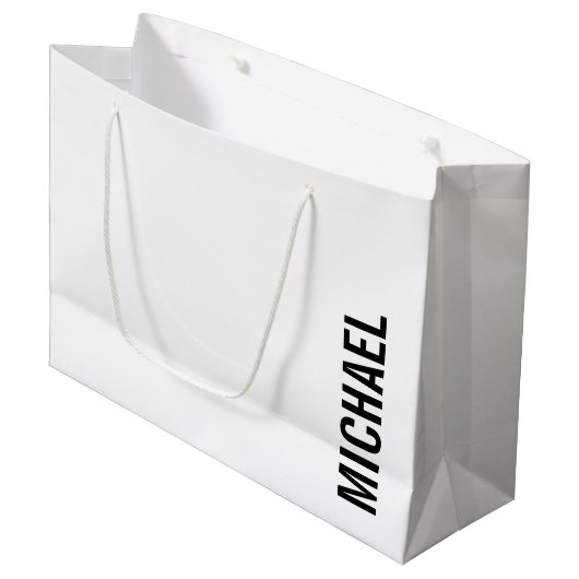 Moderne minimalistische persoonlijke naam groot cadeauzakje (Voorkant Gekanteld)