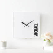 Moderne minimalistische persoonlijke naam vierkante klok (Huis)