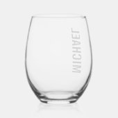 Moderne minimalistische persoonlijke naam wijnglas zonder voet (Achterkant)