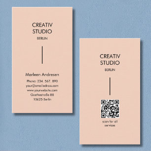 Moderne Minimalistische Perzik Beige Zwart Visitekaartje