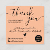 Moderne minimalistische perzik bestelling dank u vierkante visitekaartje (Voorkant)