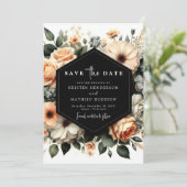 Moderne minimalistische perzik bruiloft save the date (Staand voorkant)