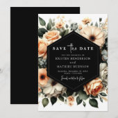 Moderne minimalistische perzik bruiloft save the date (Voorkant / Achterkant)
