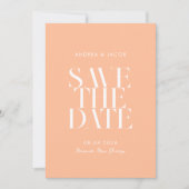 Moderne minimalistische perzik chique bruiloft save the date (Voorkant)