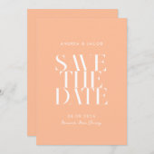 Moderne minimalistische perzik chique bruiloft save the date (Voorkant / Achterkant)
