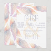 Moderne minimalistische perzik iriserende veren br kaart (Voorkant / Achterkant)