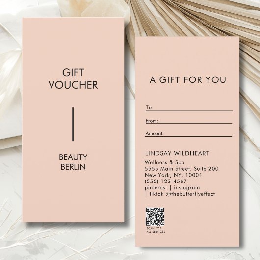 Moderne Minimalistische Perzik QR Code Cadeaubon