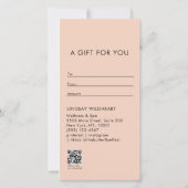 Moderne Minimalistische Perzik QR Code Cadeaubon (Achterkant)
