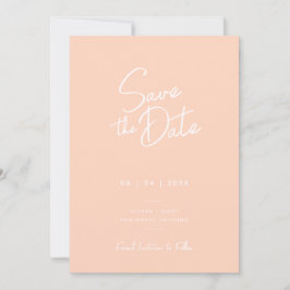 Moderne Minimalistische Perzik Script Foto Huwelij Save The Date