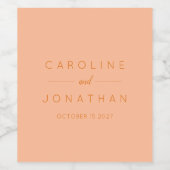 Moderne minimalistische perzik Sinaasappel aangepa Wijn Etiket (Enkel label)