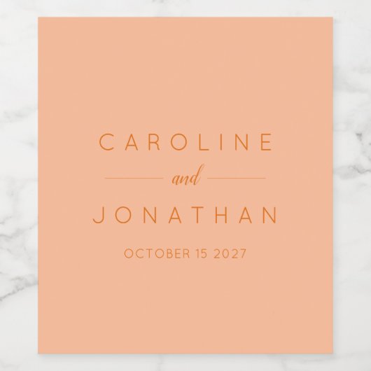 Moderne minimalistische perzik Sinaasappel aangepa Wijn Etiket (Enkel label)