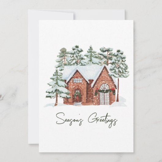 Moderne minimalistische Pine Forest Boerderij Kers Feestdagenkaart (Voorkant)