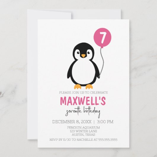 Moderne minimalistische Pinguïn Winter Verjaardags Kaart (Voorkant)