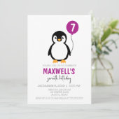 Moderne minimalistische Pinguïn Winter Verjaardags Kaart (Staand voorkant)