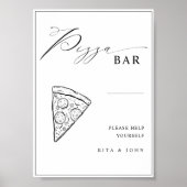 Moderne minimalistische Pizza Bar Trouwbord Poster (Voorkant)