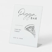 Moderne minimalistische Pizza Bar Trouwbord Reclamebord Met Voetstuk (Voorkant)