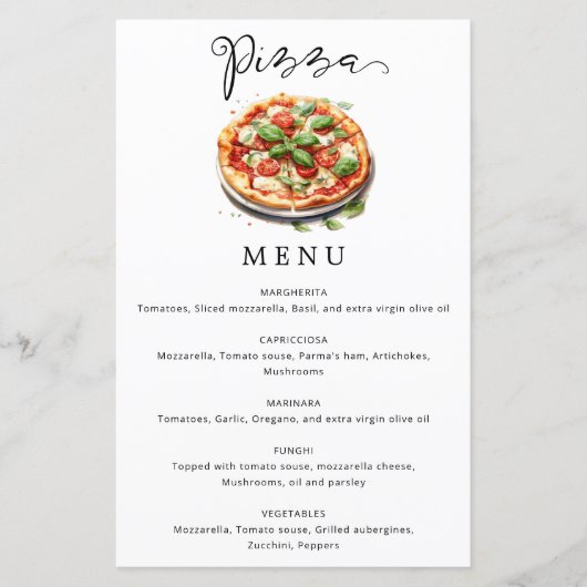 Moderne minimalistische pizza menu (Voorkant)