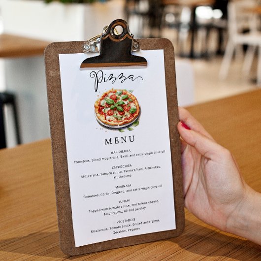 Moderne minimalistische pizza menu