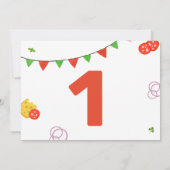 Moderne minimalistische Pizza Party Eerste Verjaar Kaart (Achterkant)