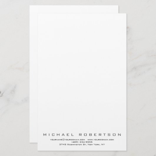 Moderne minimalistische Plain Professional Briefpapier (Voorkant / Achterkant)
