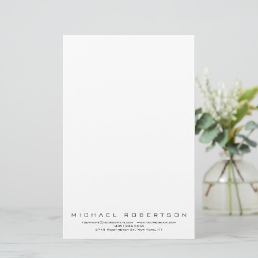 Moderne minimalistische Plain Professional Briefpapier (Staand voorkant)