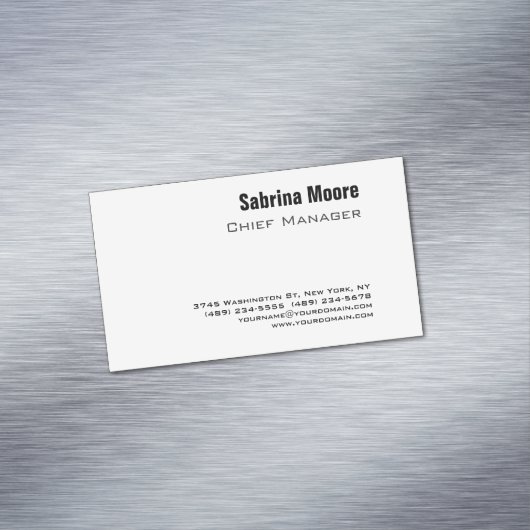 Moderne minimalistische Plain Professional Magnetisch Visitekaartje (Voorbeeld)