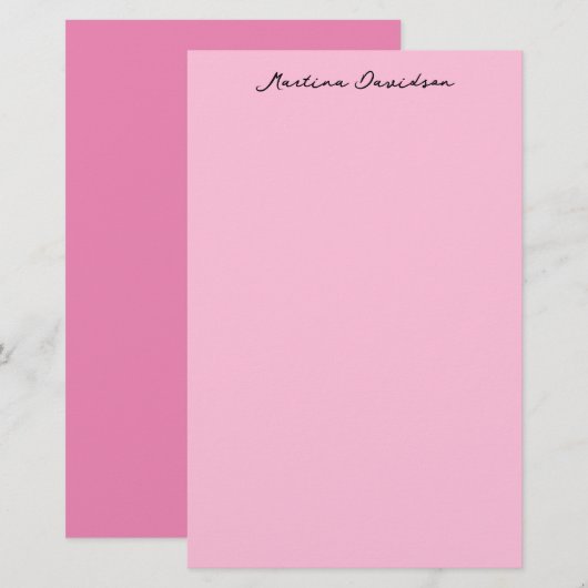 Moderne minimalistische platte roze creatieve kall briefpapier (Voorkant / Achterkant)