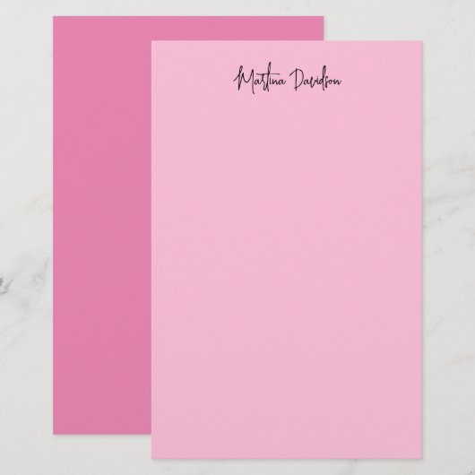 Moderne minimalistische platte roze creatieve kall briefpapier (Voorkant / Achterkant)